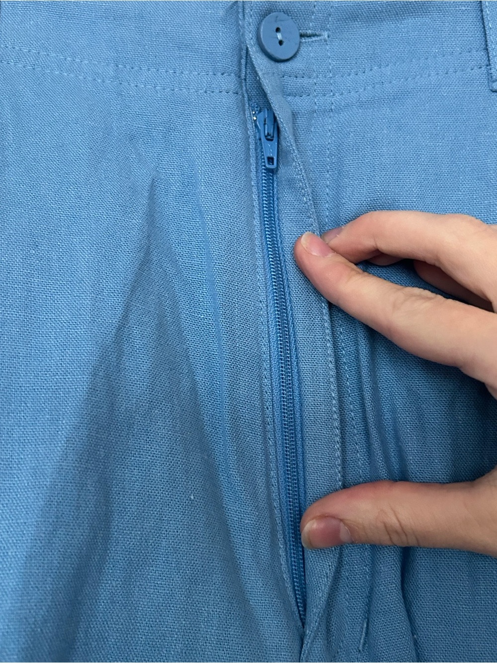 Blue linen vintage soft shorts sz 8 - Picture 7 of 14
